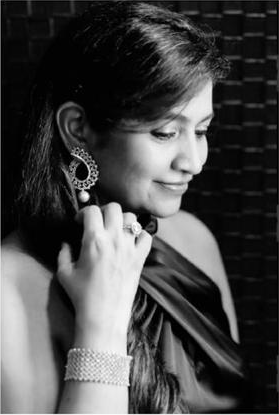 Black-and-white portrait of Urvi Shah